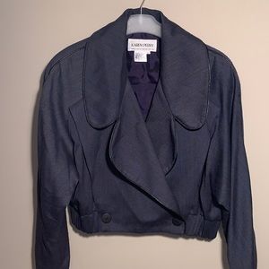 Vintage 90’s Karen Perry bomber jacket with leather piping